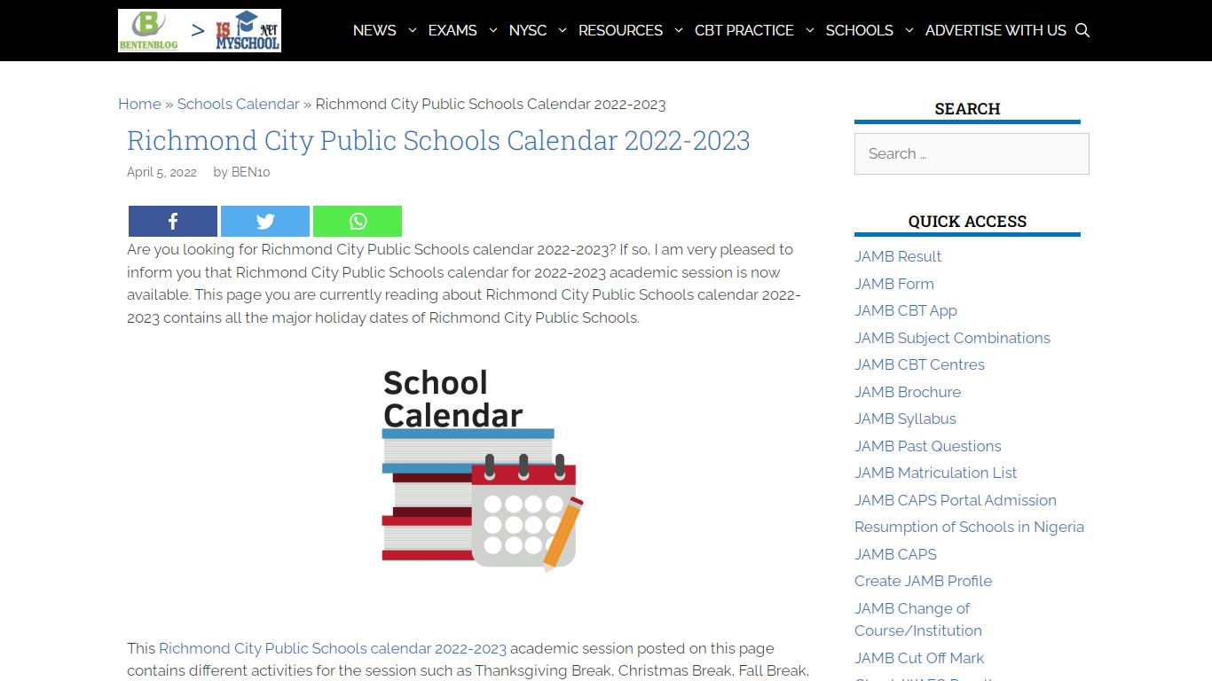 Richmond City Public Schools Calendar 2022-2023