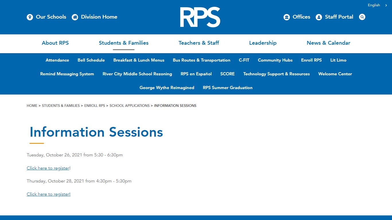 Information Sessions - Richmond Public Schools